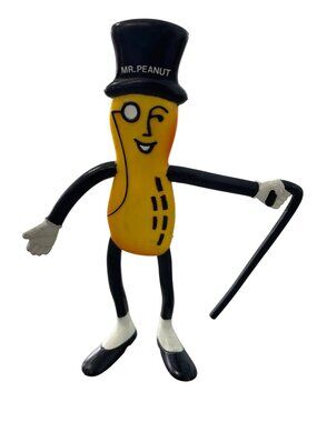 Vintage 90s Planters Russ Mr. Peanut Bendable Figure 6" 1991 Retro Collectible